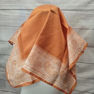 Baar & Beards Vintage Orange Paisley Square Scarf Made in Italy